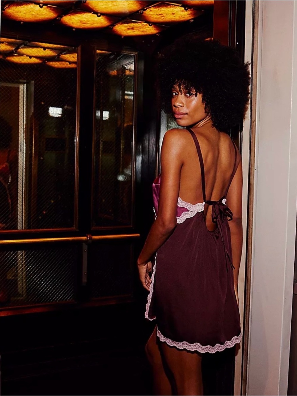 Free People Burgundy Slip Dress with Pink Accents - Picture 2 of 3
